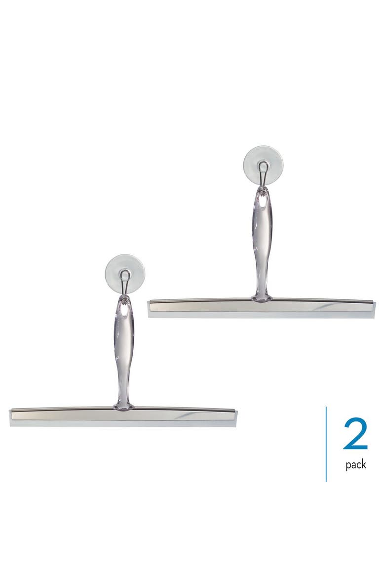 Shower Squeegee with Wall Hook, Set of 2, Clear/Stainless Steel, Alternate, color, Clear/Stainless