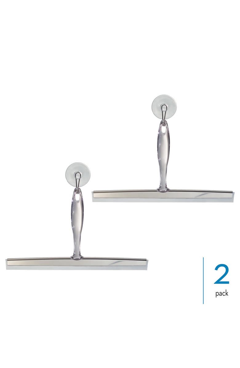 iDesign Shower Squeegee with Wall Hook, Set of 2, Clear/Stainless Steel, Alternate, color, Clear/Stainless
