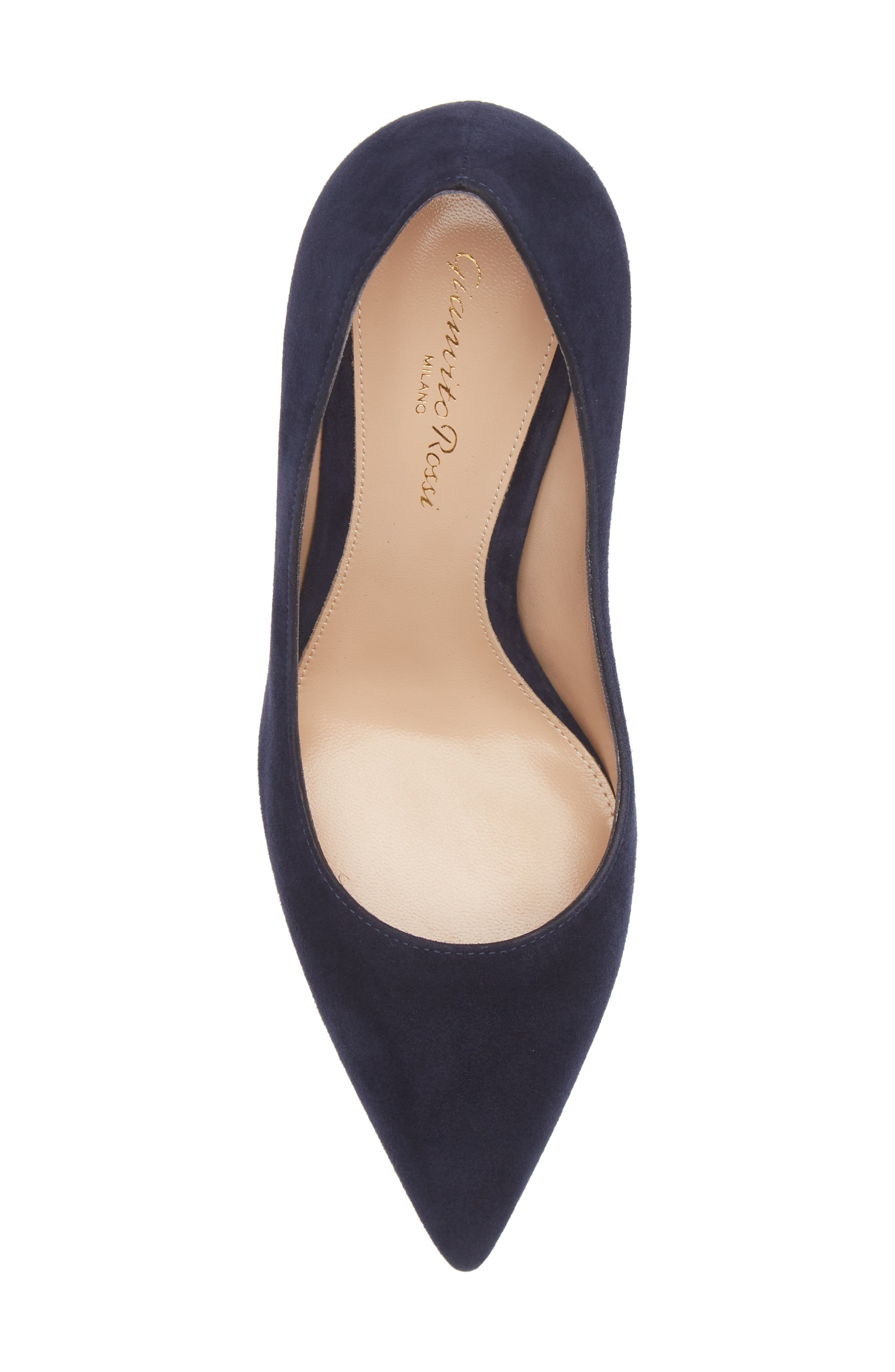 Gianvito Rossi Pointed Toe Pump, Alternate, color, Denim Suede