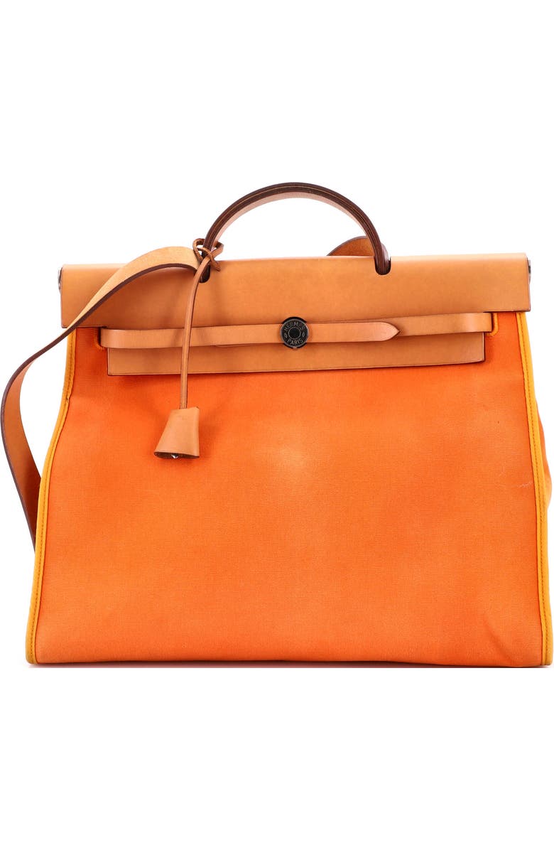 Pre-Owned Hermes Herbag Zip Leather and Toile 39, Main, color, Orange H