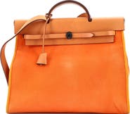 Pre-Owned Hermes Herbag Zip Leather and Toile 39