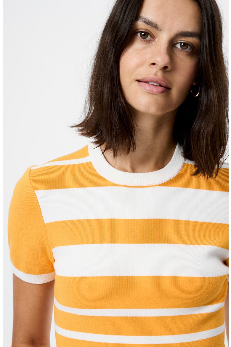 Maxime Stripe Short Sleeve Top, Alternate, color, CLEMENTINE-WHITE