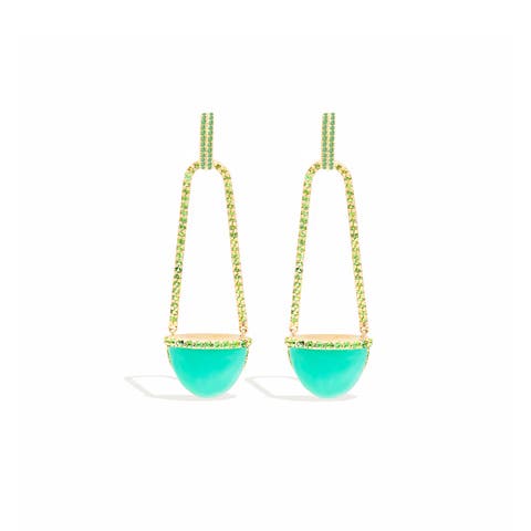 Found Cap Chandelier Earring with Stone