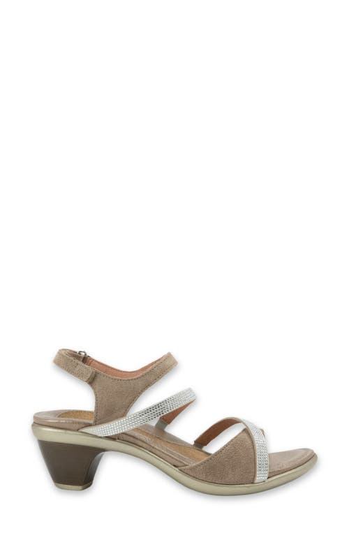 Naot Innovate Sandal In Almond Suede/clear Rhinestone