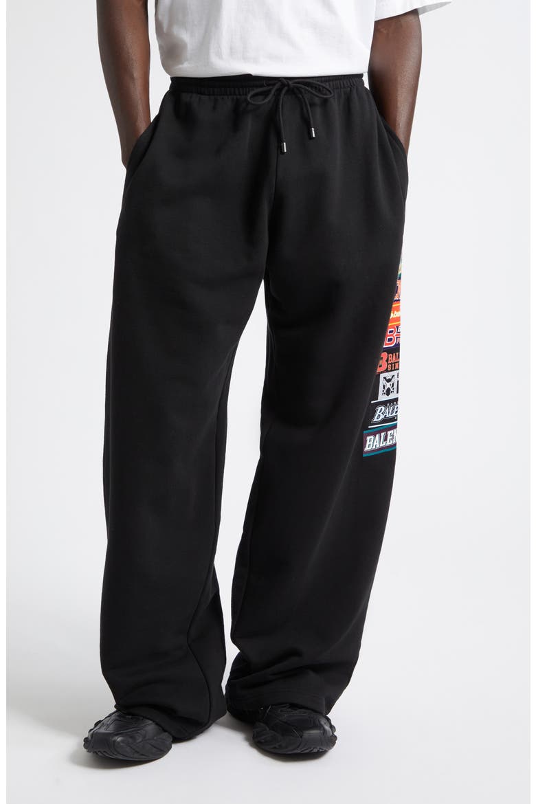 Bumper Stickers Baggy Cotton Fleece Sweatpants, Main, color, 1000 BLACK