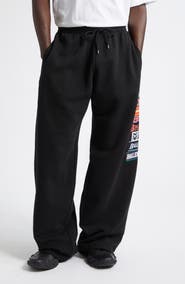 Balenciaga Bumper Stickers Baggy Cotton Fleece Sweatpants