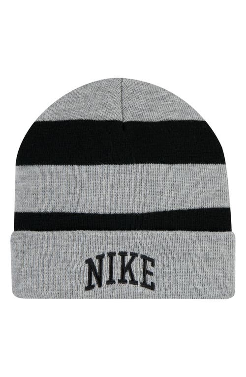 Nike Chunky Stripe Peak Beanie In Gray