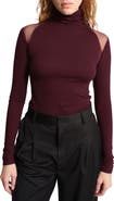 Marcella Maria Sheer Shoulder Turtleneck Top