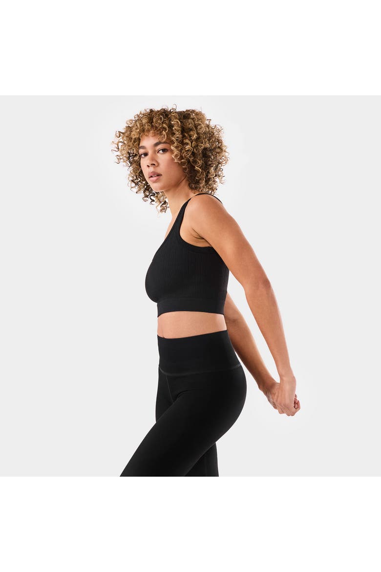 Seamless Vibe Rib Bra, Alternate, color, EBONY