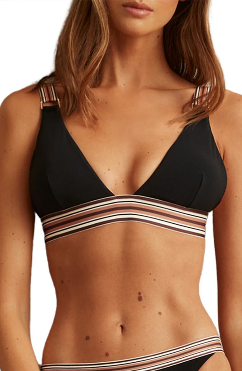 Reiss Yve Triangle Bikini Top, Main, color, Black/ Brown