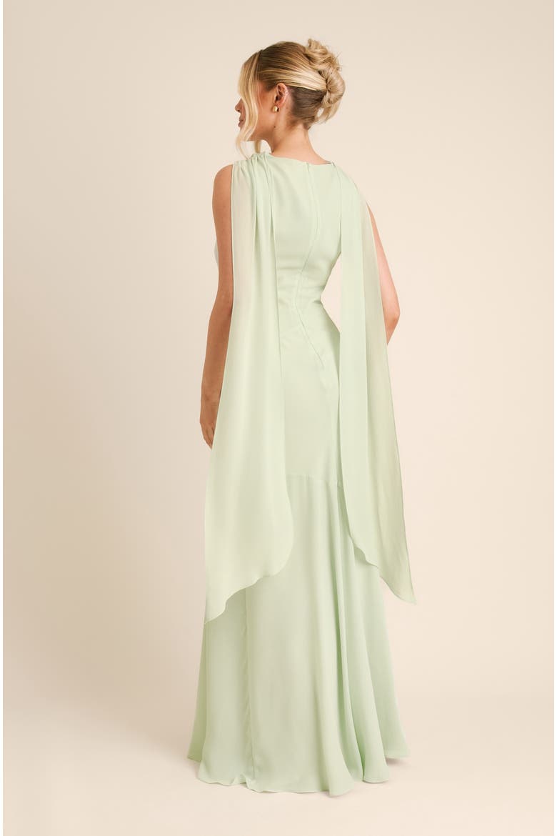 High Cowl Drape Chiffon Bridesmaid Dress, Alternate, color, Mint Green
