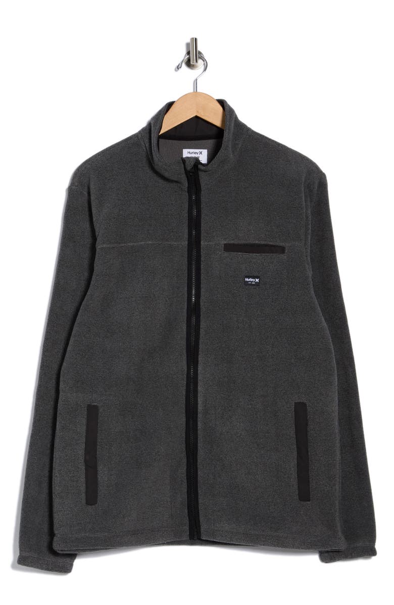 Hurley Mixed Media Full Zip Jacket, Alternate, color, Black