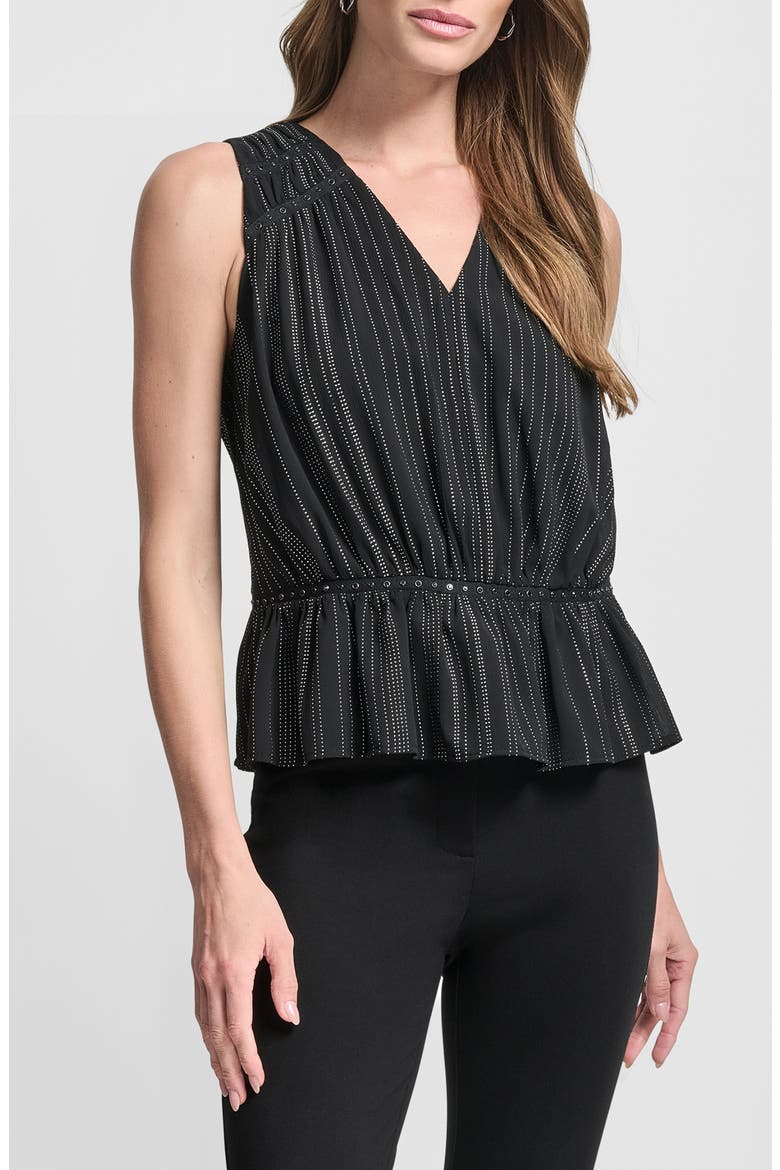 Studded Chiffon Peplum Top, Main, color, BLACK