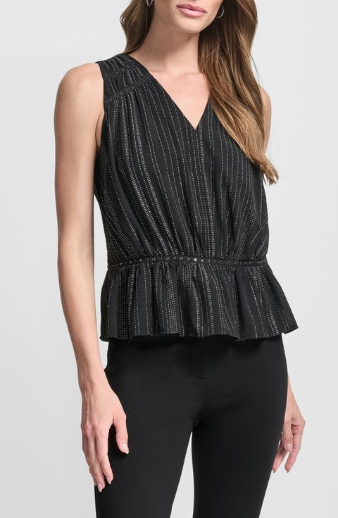 Studded Chiffon Peplum Top