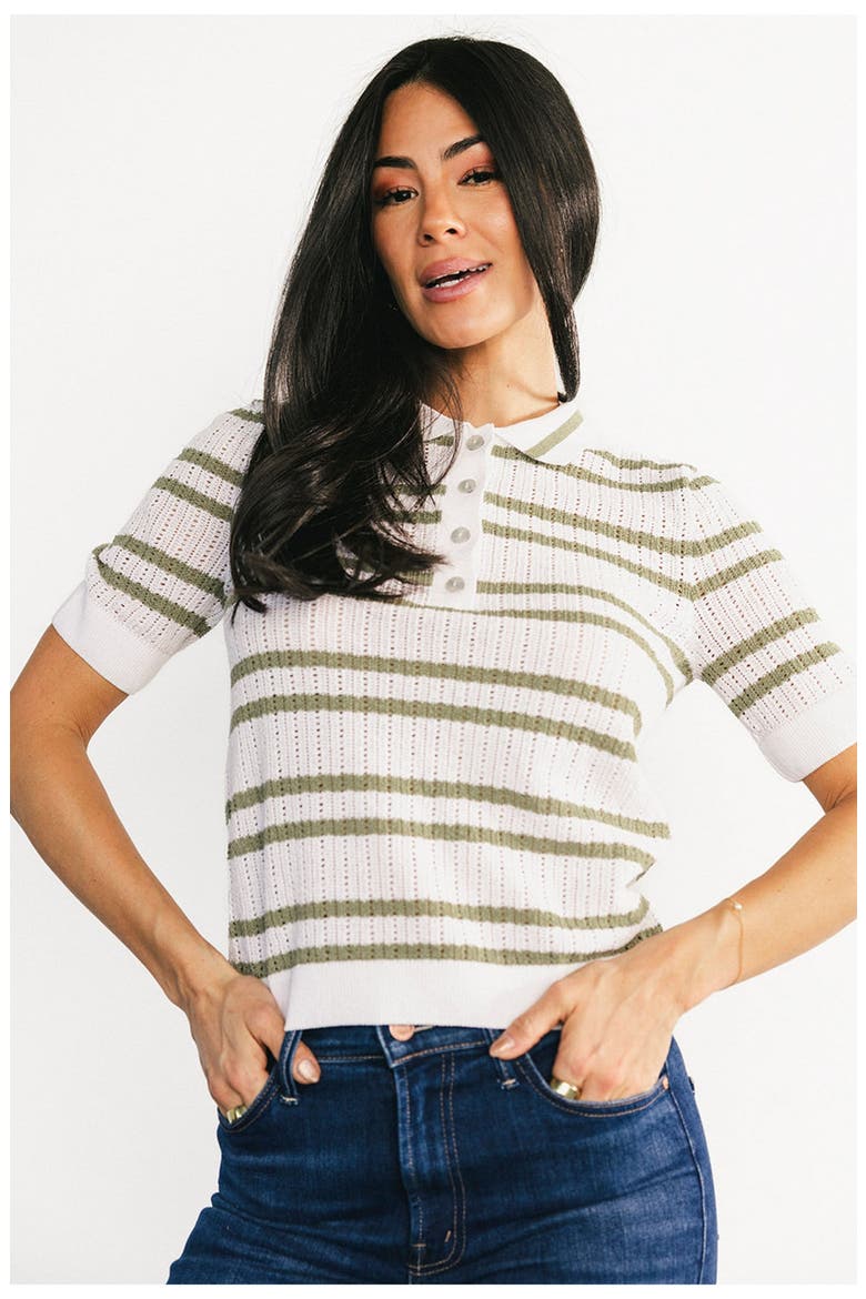 Bahía Knit Stripe Top, Main, color, Sage and Off White