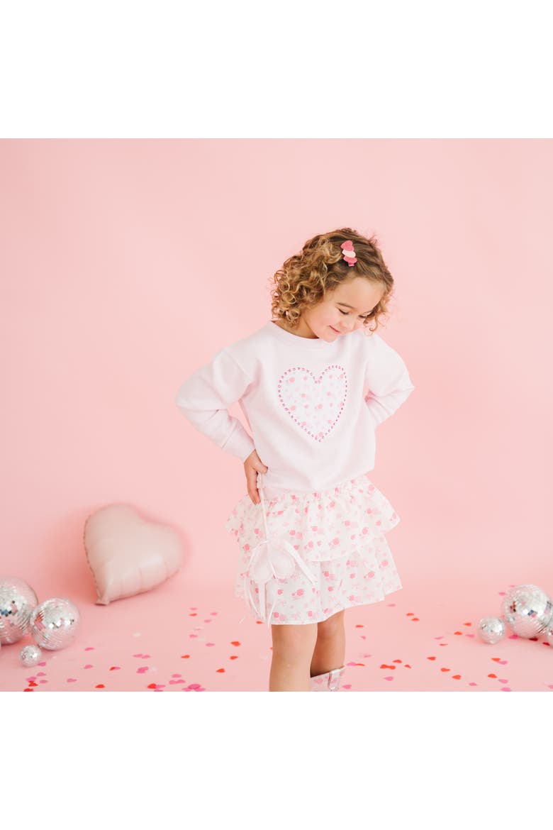Dainty Rose Pearl Heart Patch Sweatshirt, Alternate, color, Ballet Pink