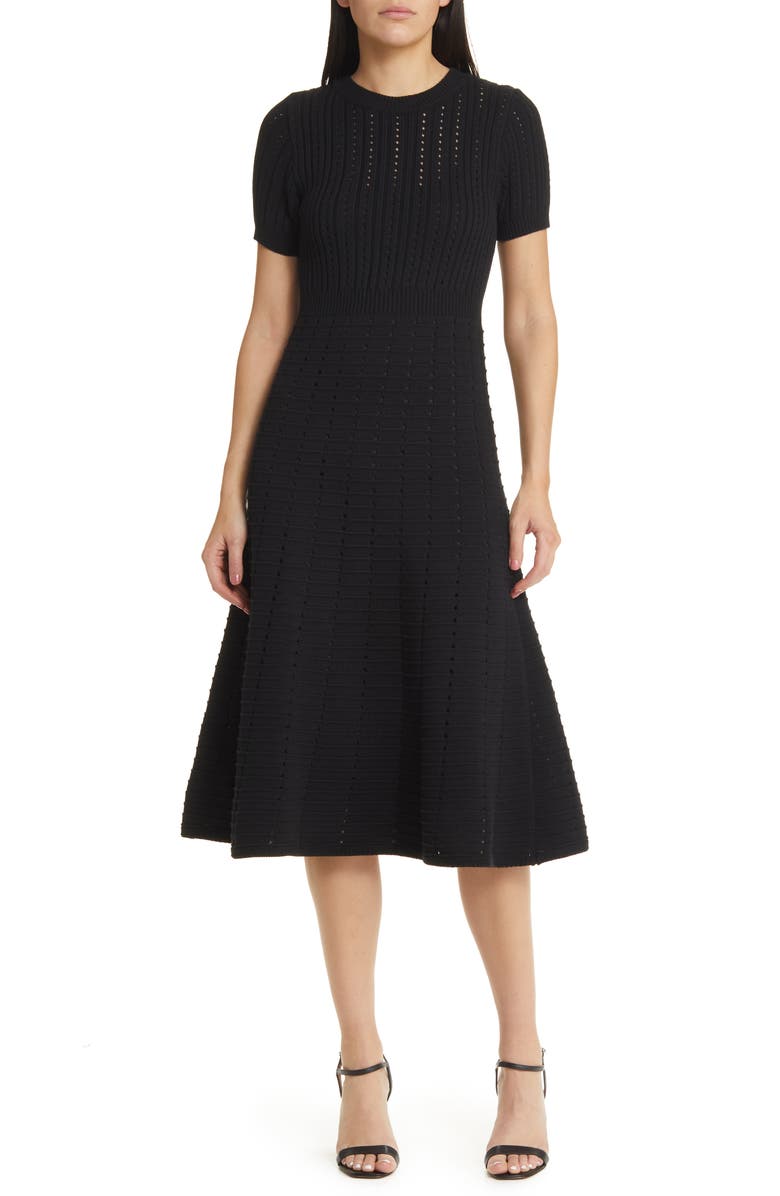 ZOE AND CLAIRE Mix Stitch A-Line Sweater Dress, Main, color, 