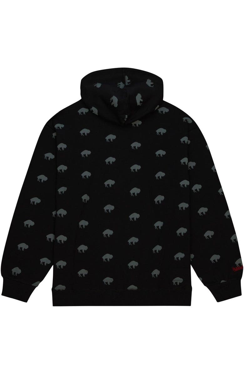 Mitchell & Ness Men's Mitchell & Ness Black Buffalo Bills Allover Print Fleece Pullover Hoodie, Alternate, color, Black