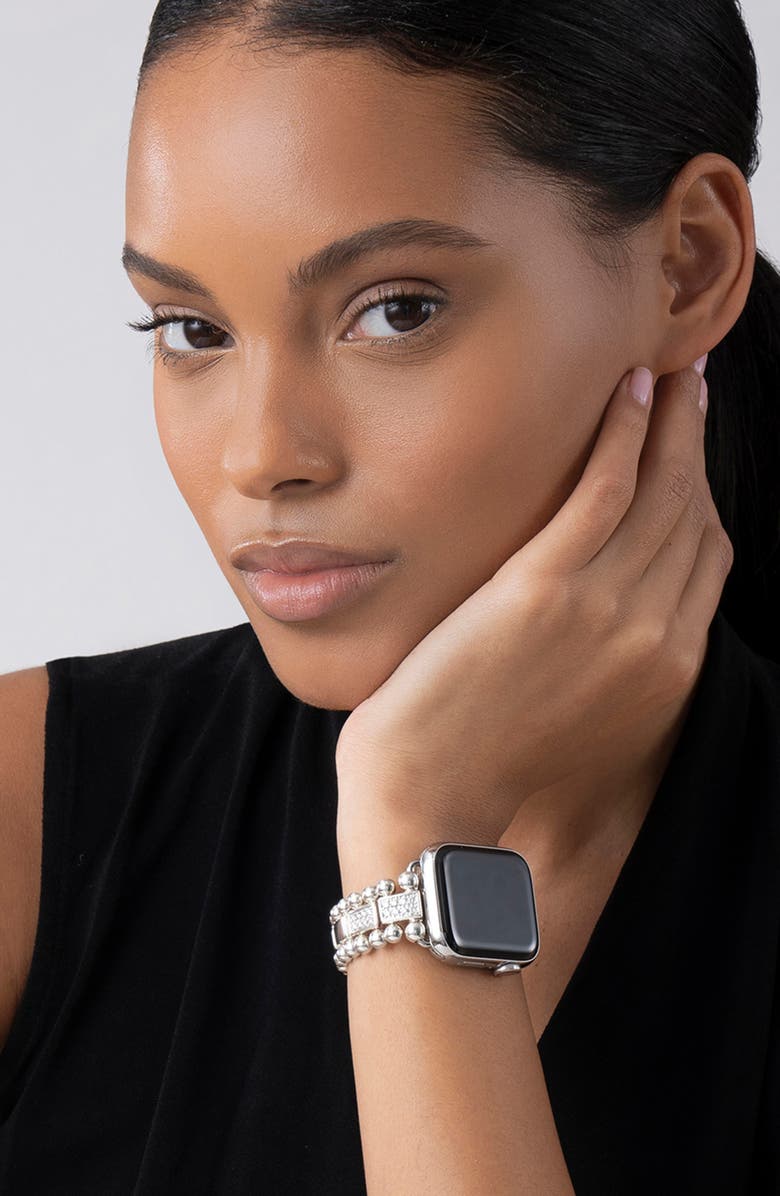 LAGOS Smart Caviar Diamond Apple Watch<sup>®</sup> Watchband, Alternate, color, Silver/ Diamond