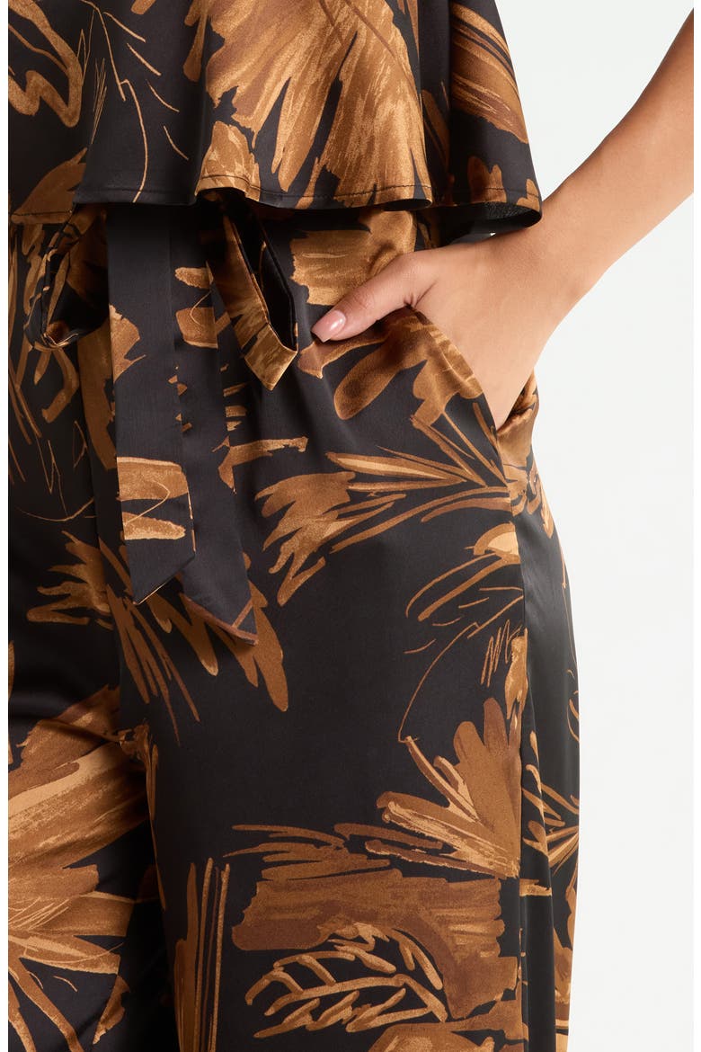 Palm Tropics Strapless Jumpsuit, Alternate, color, BLACK TAN