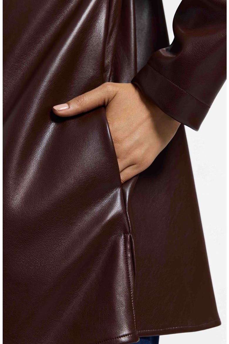 Carolina Faux Leather Button-Up Shirt Jacket, Alternate, color, CHICORY COFFEE