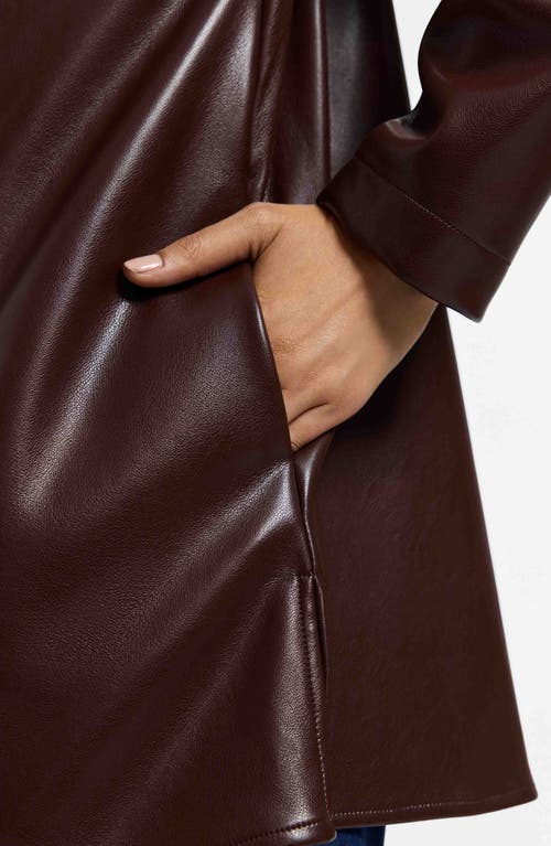 Foxcroft Carolina Faux Leather Button-up Shirt Jacket In Brown