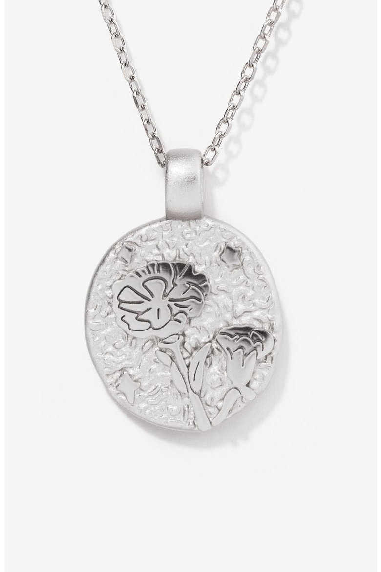 Carnation January Birth Flower Silver Necklace, Main, color, Sterling Silver