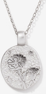 Little Sky Stone Carnation January Birth Flower Silver Necklace