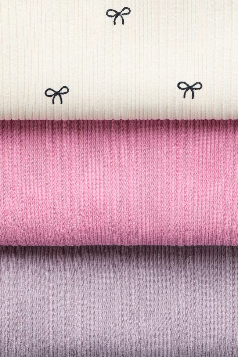 3-Pack Ruffled Cotton Tops, Alternate, color, Pink/bows