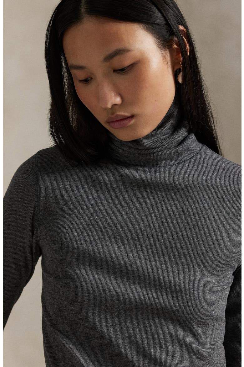 Rib Turtleneck Top, Alternate, color, GREY HEATHER