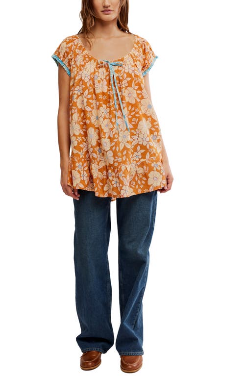 Free People Frankie Floral Tunic In Honey Ginger Combo