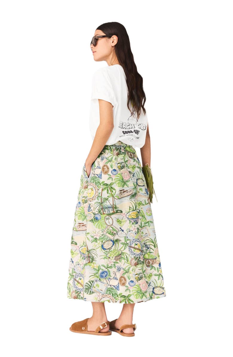 maje Printed maxi skirt with shorts, Alternate, color, Postcard Print