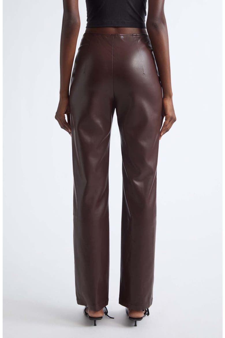 V Line Faux Leather Pants, Alternate, color, DARK BROWN