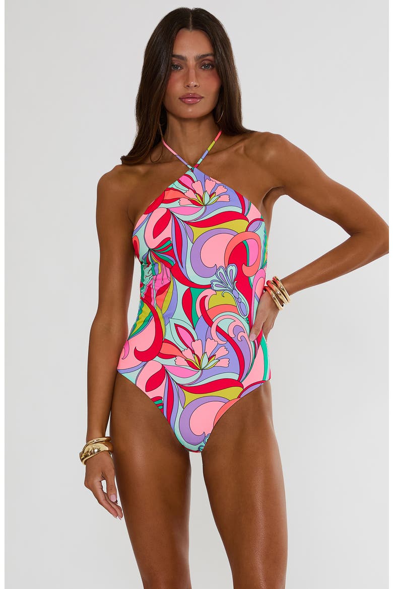 Lumi Floral Halter One-Piece Swimsuit, Alternate, color, POP FLORAL