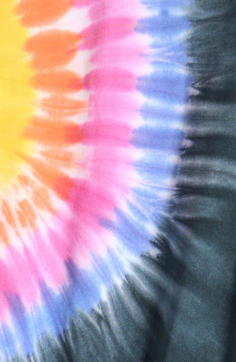 Lola + The Boys Kids' Rainbow Tie Dye Ruffle Sweatshirt & Joggers Set, Alternate, color, Black