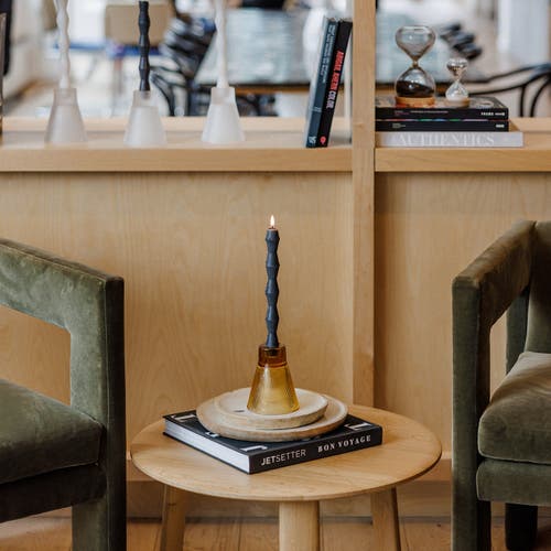 Ozaiz Zai Geometric Pillar Candle In Yellow