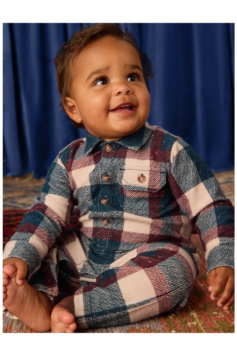 Collared Baby Romper, Alternate, color, Cappadocia Plaid