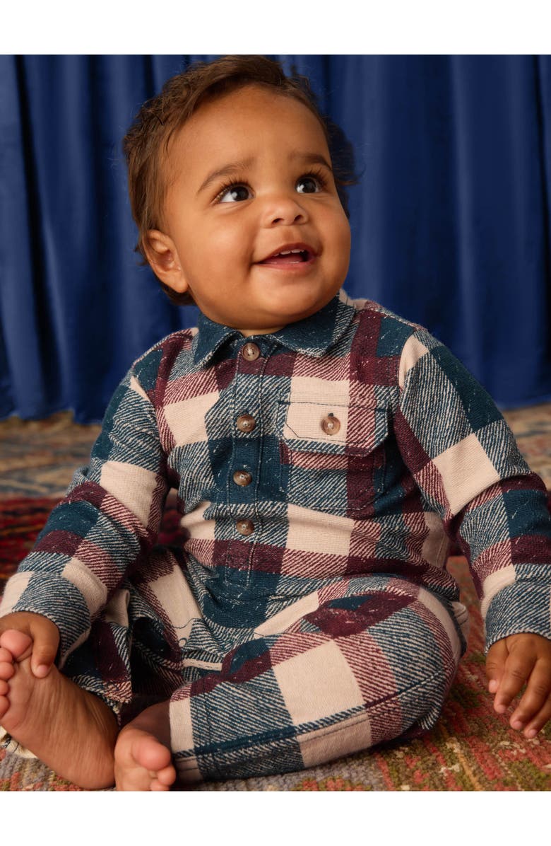 Tea Collection Collared Baby Romper, Alternate, color, Cappadocia Plaid