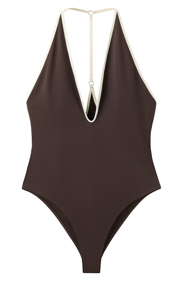 MANGO Plunge Racerback One-Piece Swimsuit, Main, color, 