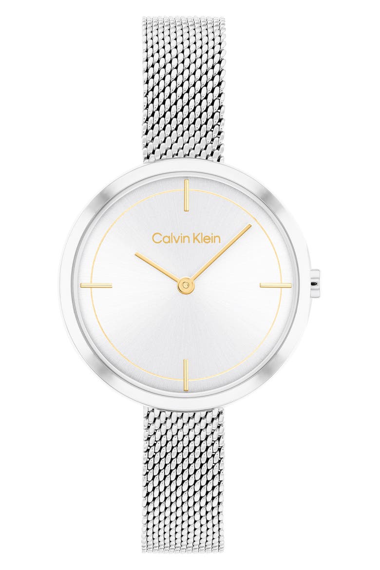 Mesh Strap Watch, 30mm, Main, color, SILVER WHITE