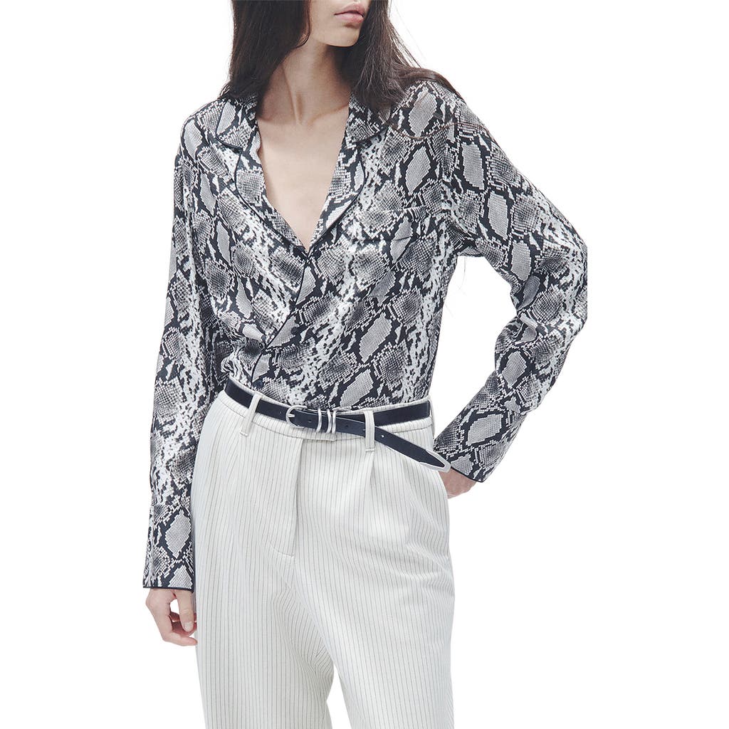 Rag & Bone Aurora Snakeskin Print Silk Blend Button-up Shirt In Snake Print