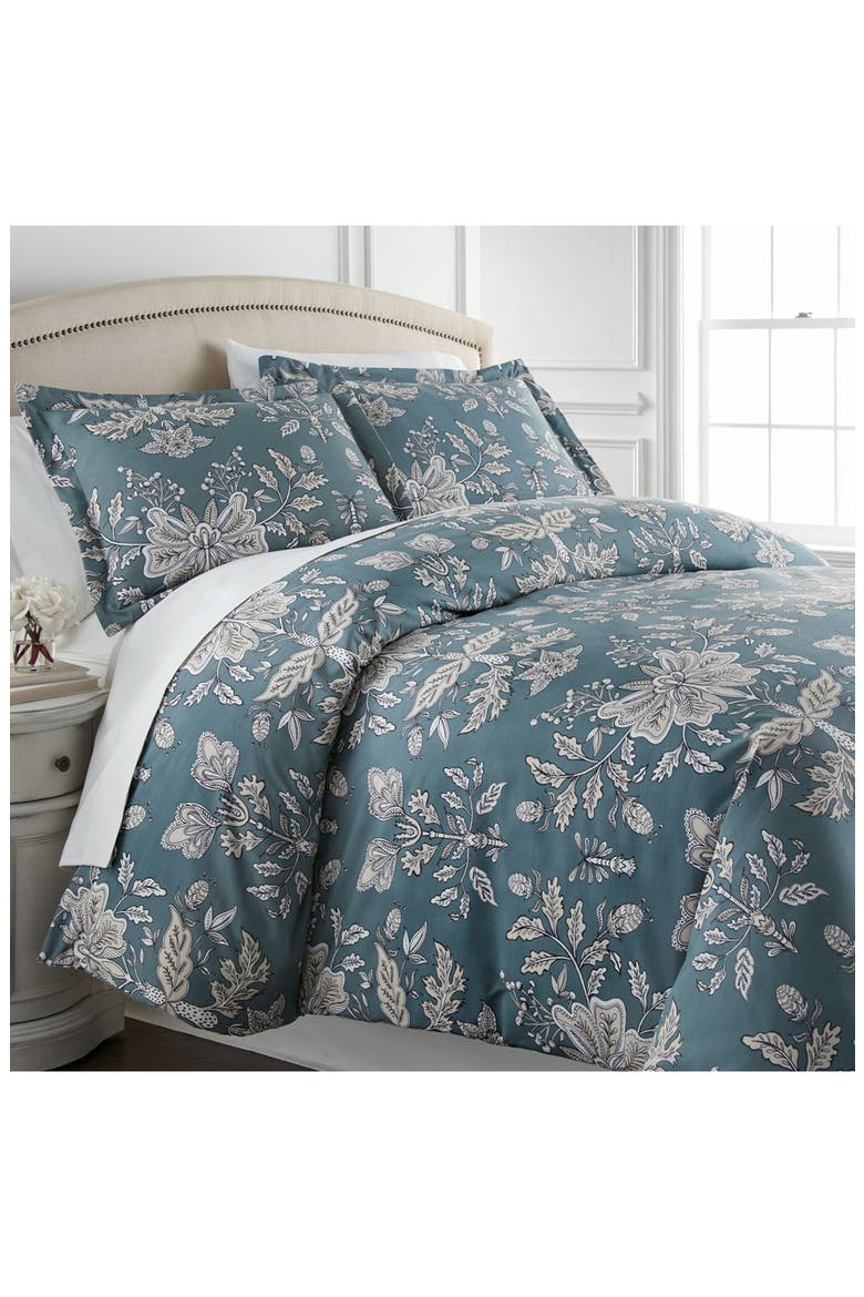 Luxury Premium Oversized Comforter Set, Main, color, VINTAGE GARDEN SMOKEY BLUE