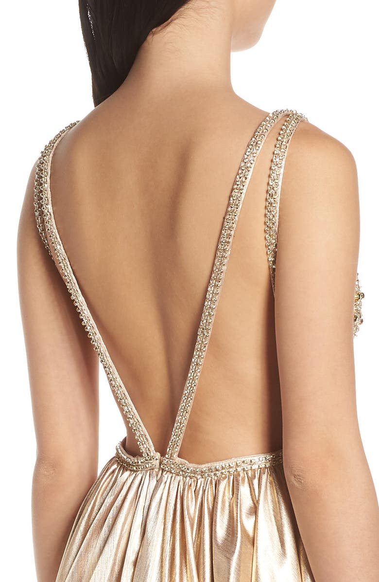 Mac Duggal Sequin Metallic A-Line Gown, Alternate, color,