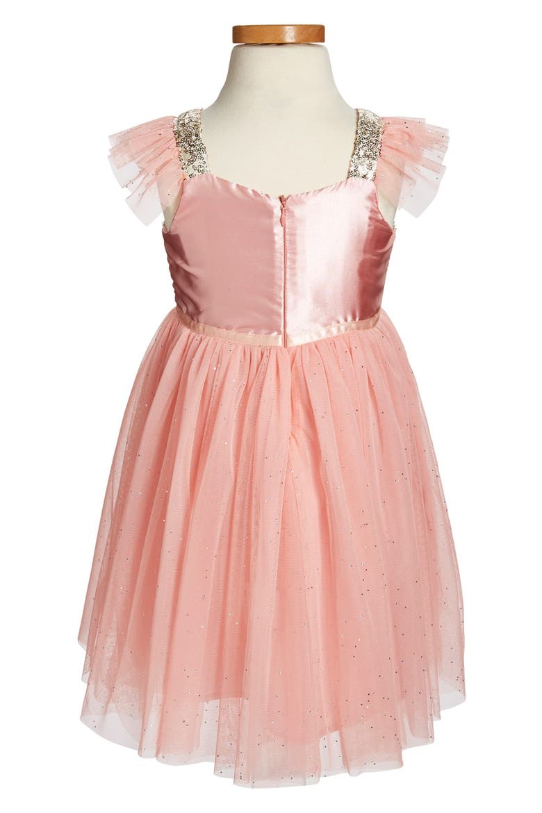 popatu sequin bodice tulle dress Popatu Little Girls Peach Gold Sequin Tulle Dress, 4