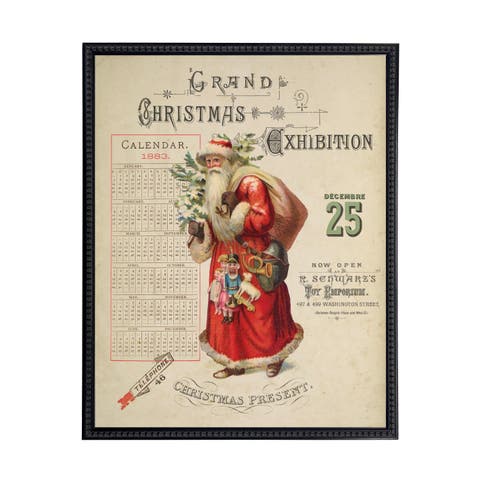 Vintage Painting of Santa on a distressed bookplate background