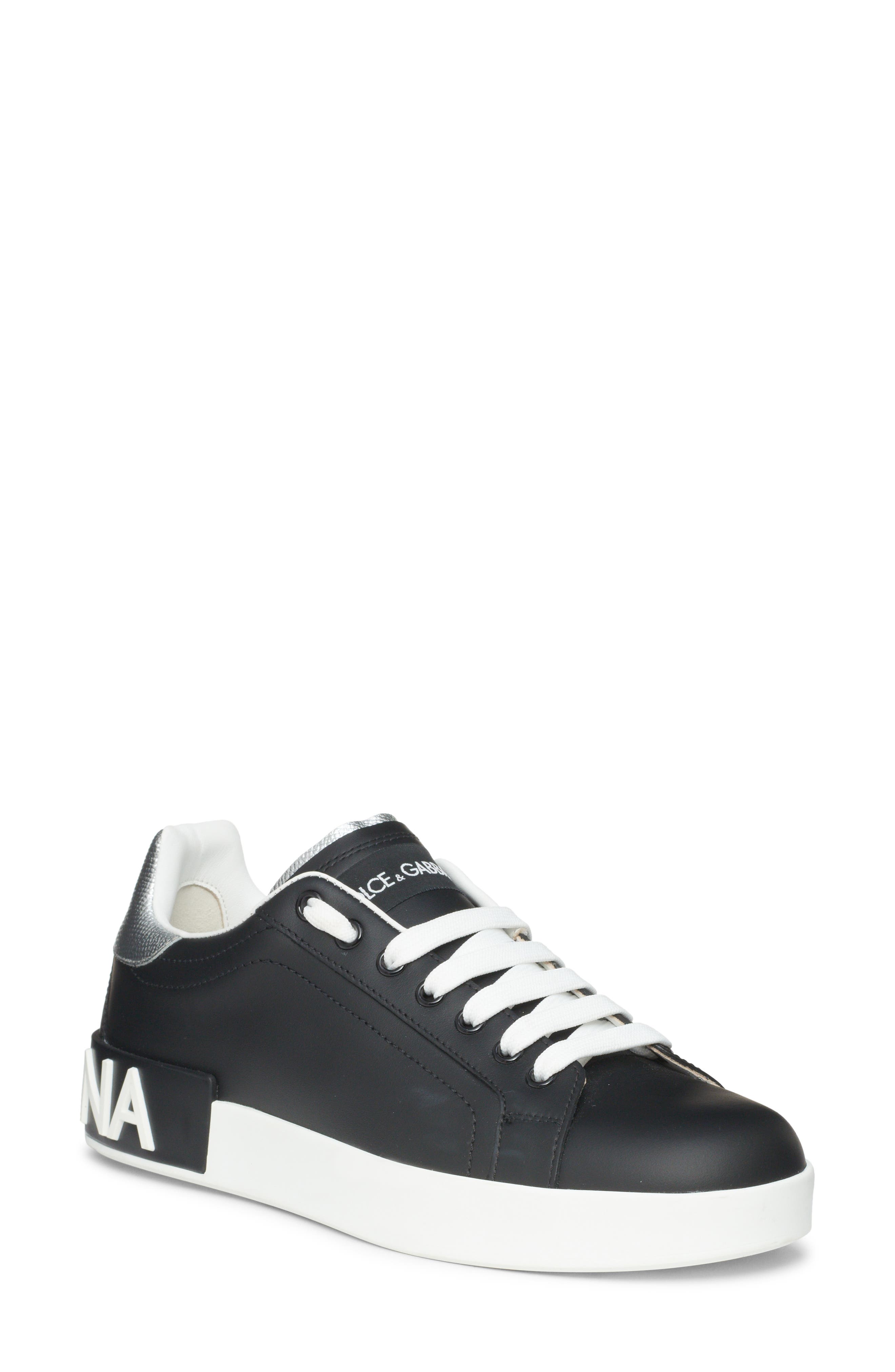 Dolce&Gabbana Portofino Sneaker, Main, color, Black/ Silver