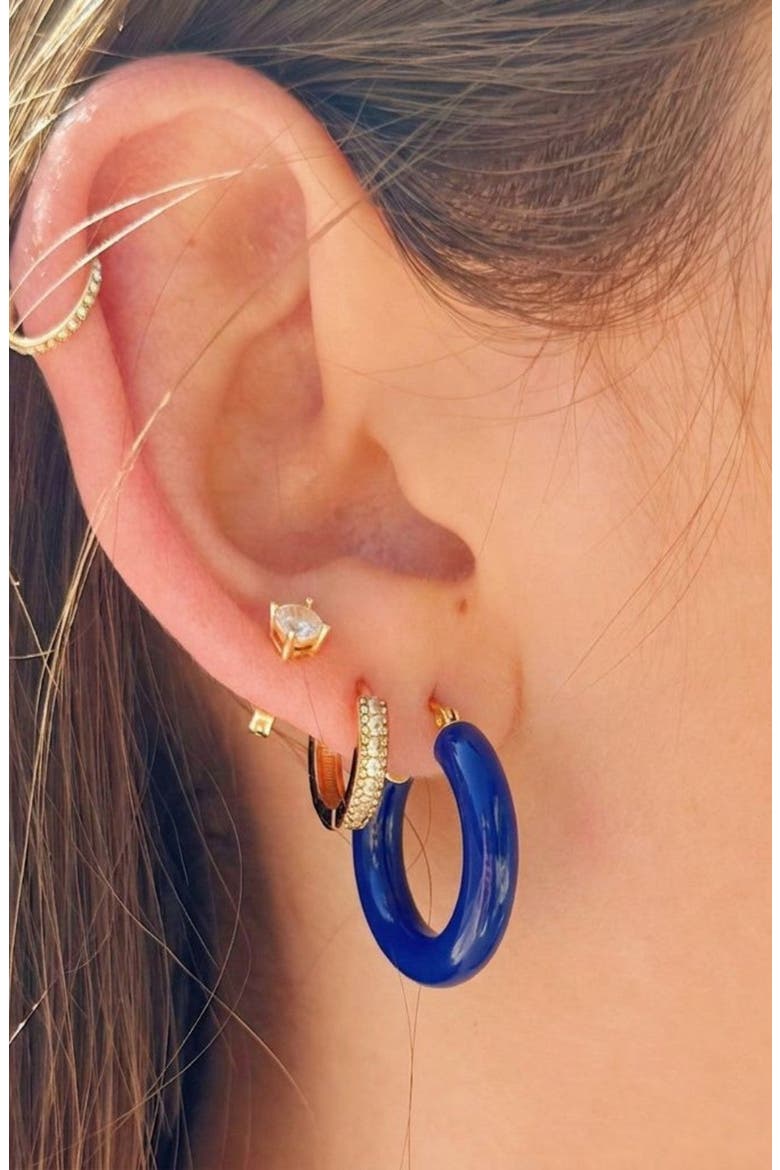 Sasha Enamel Hoop Earrings, Alternate, color, Dark Blue