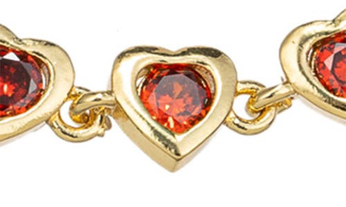 Eye Candy Los Angeles Nilo Red Cubic Zirconia Heart Bracelet In Gold