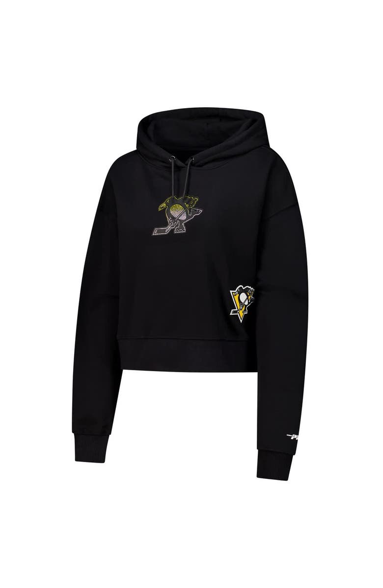 PRO STANDARD Women's Pro Standard  Black Pittsburgh Penguins Jewels Cropped Pullover Hoodie, Alternate, color, Black