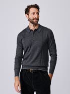 Aubin Elm Merino Textured Long Sleeve Polo